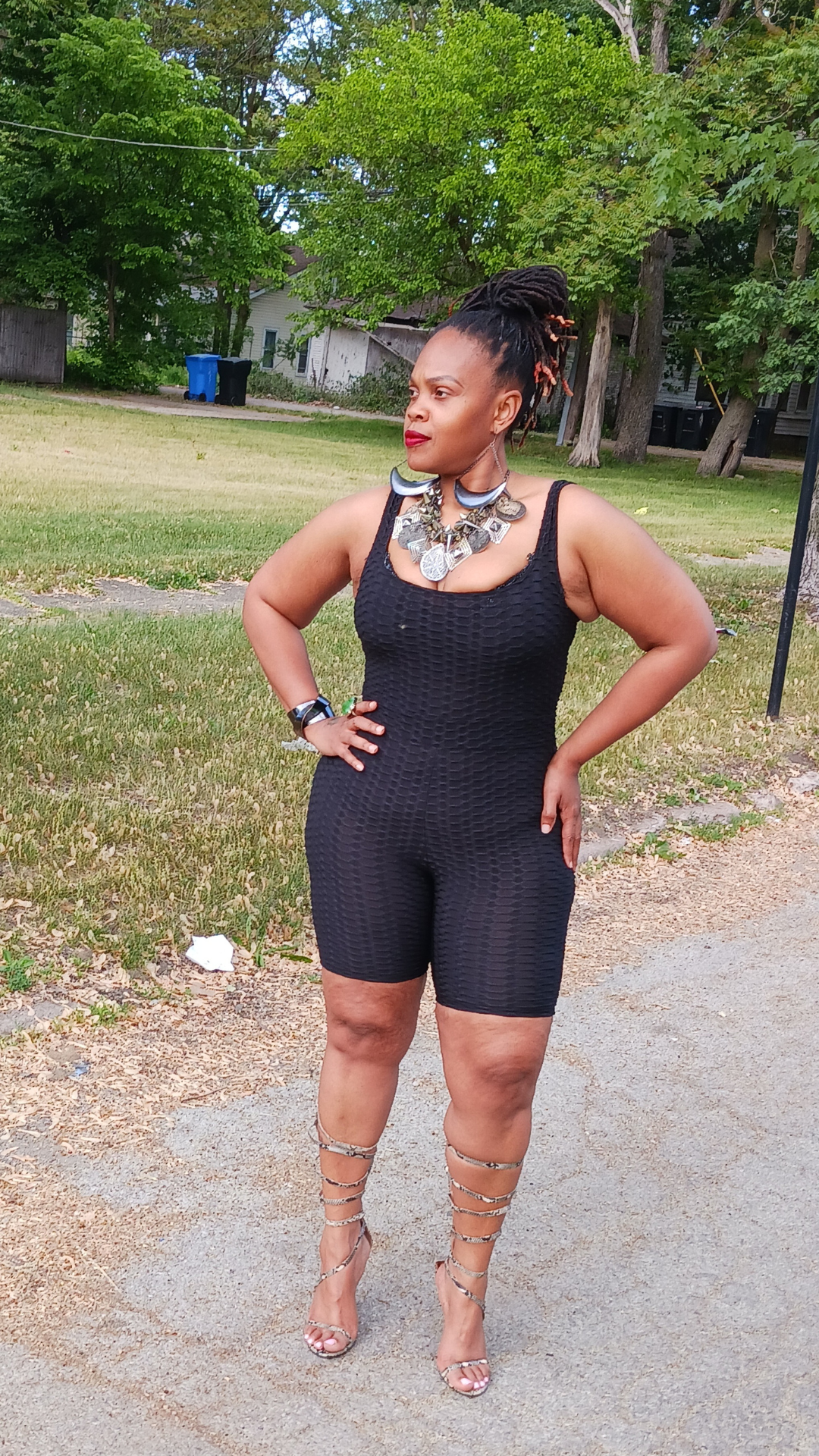 Black Honeycomb Romper