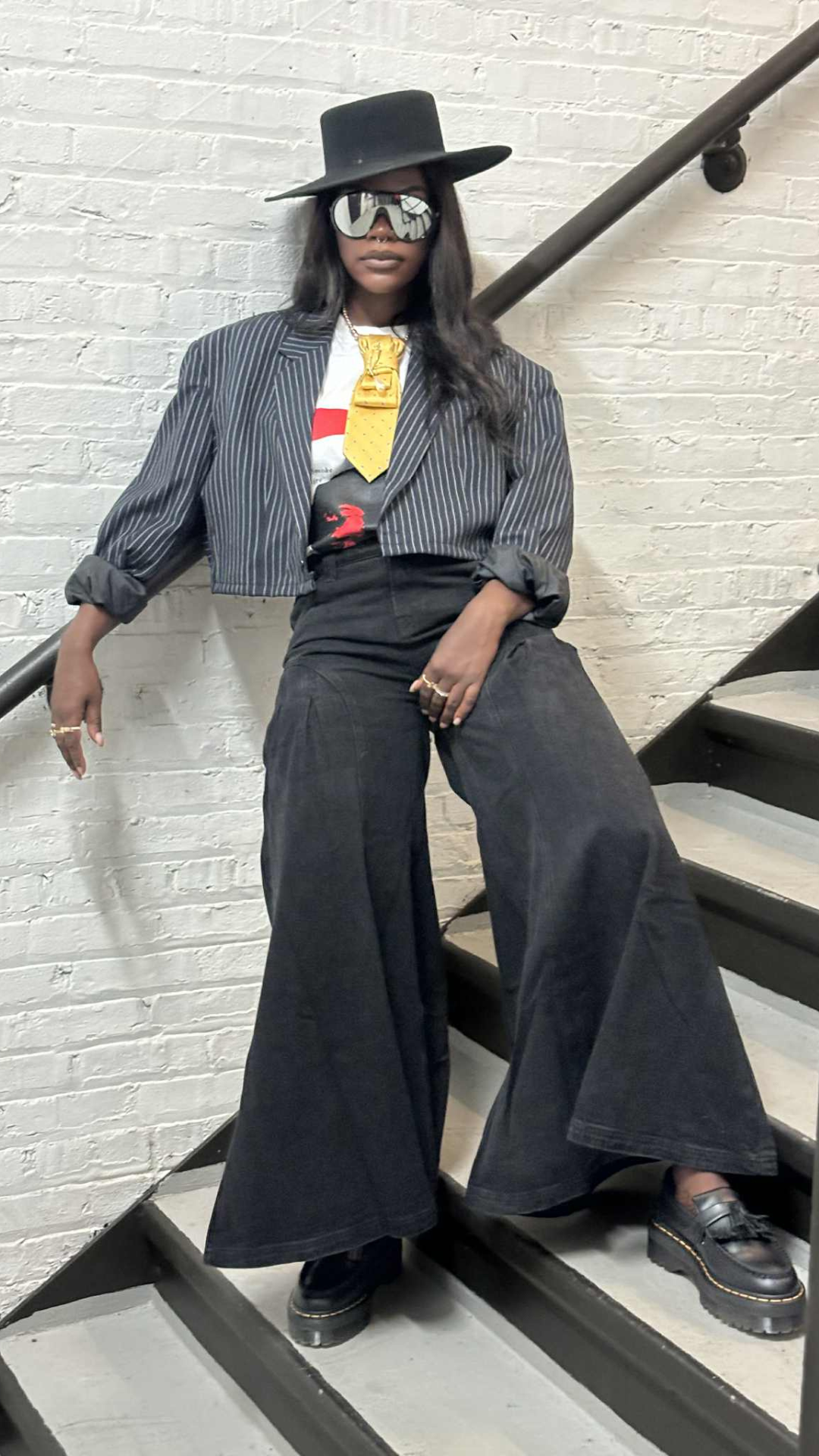 Big Steppa – Black Pleated Wide Jeans