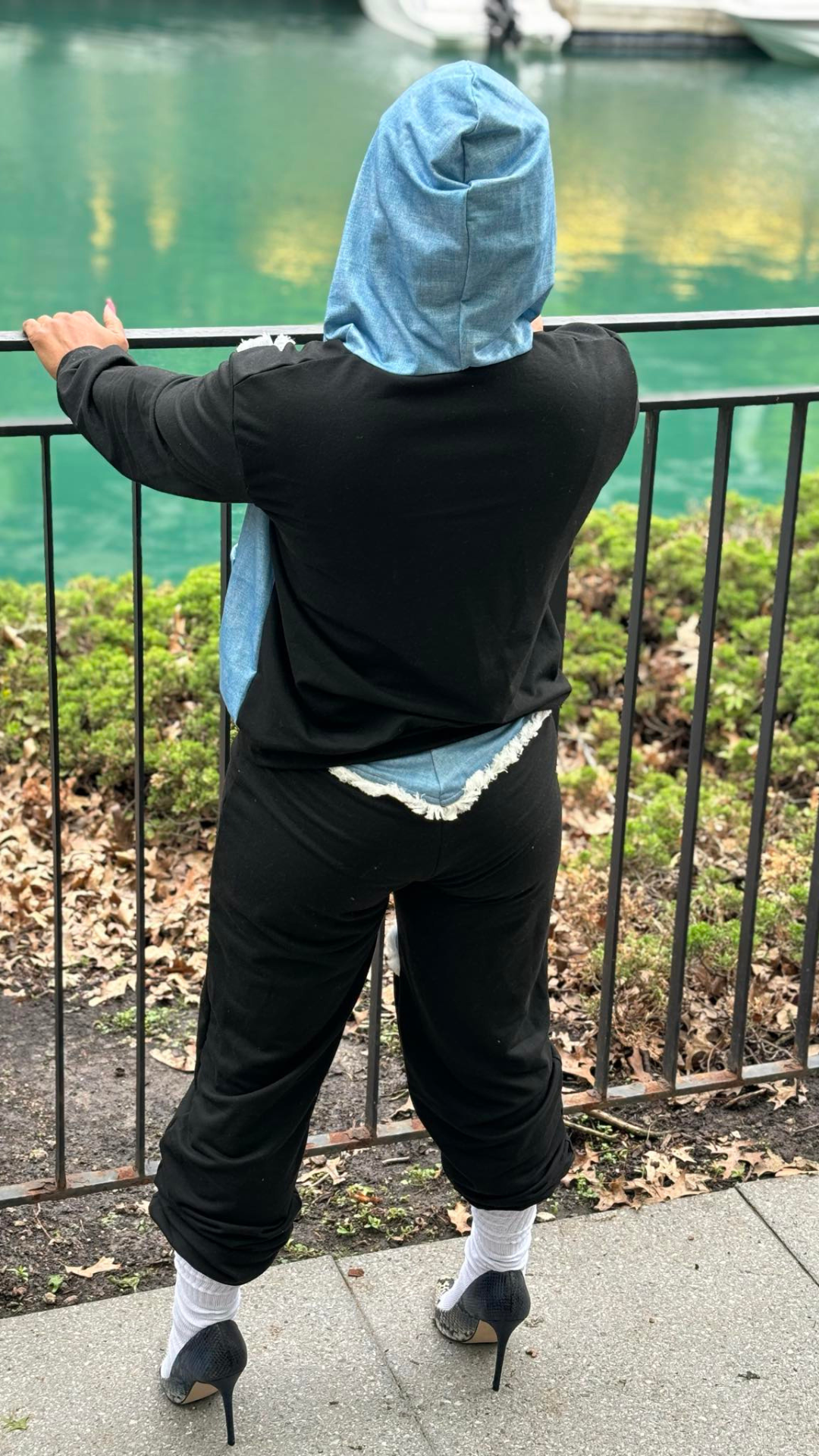 Effortless denim jogging suit