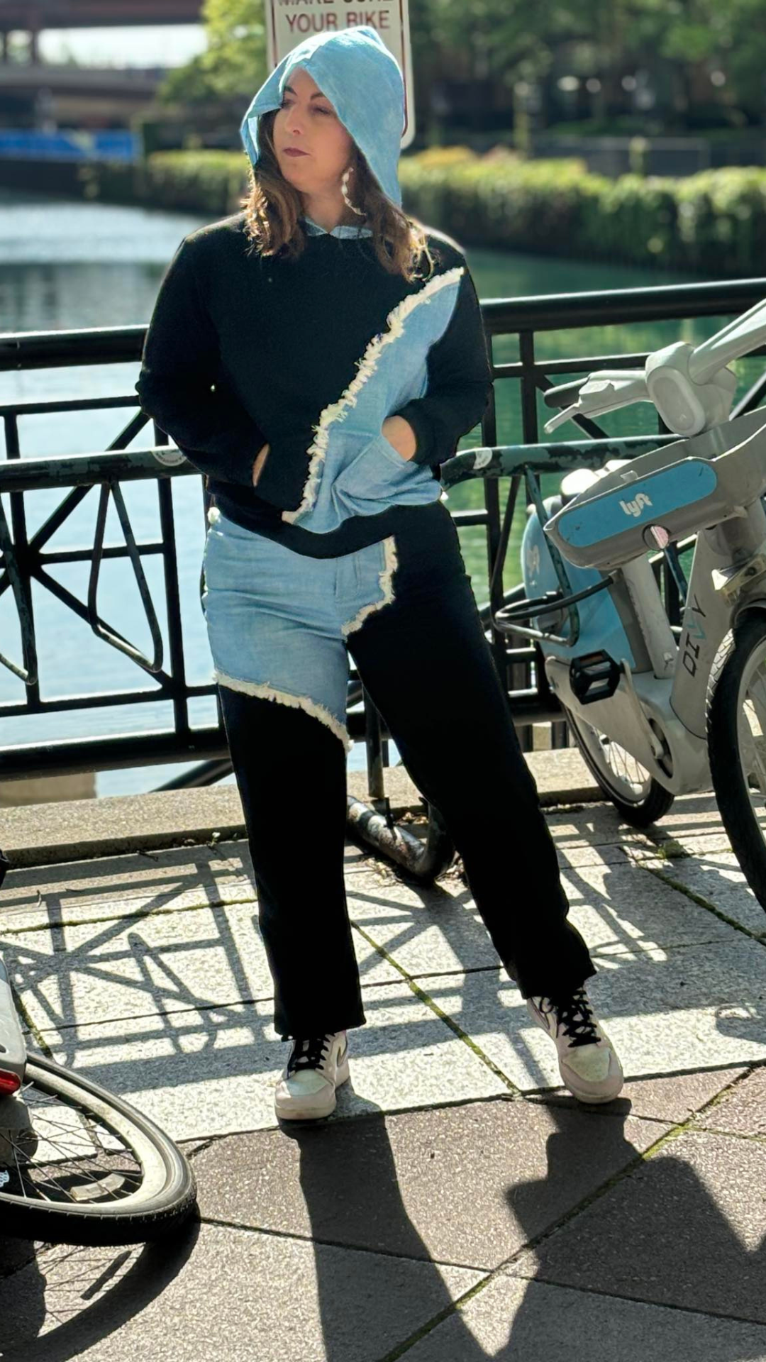 Effortless denim jogging suit