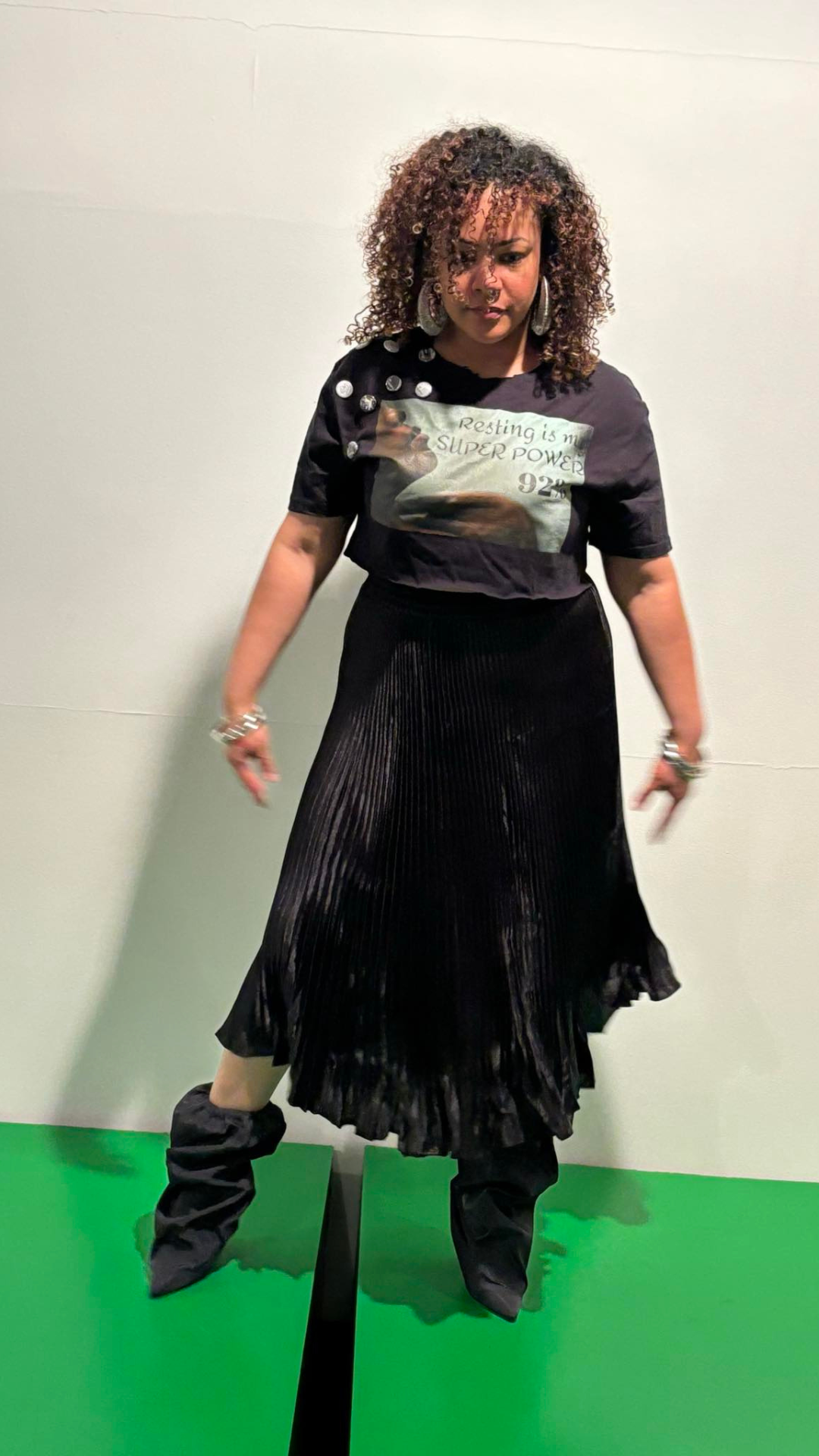 Midnight Shine Pleated Metallic Skirt